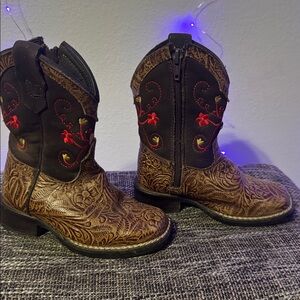 Brown Embroidered Cowboy Boots
